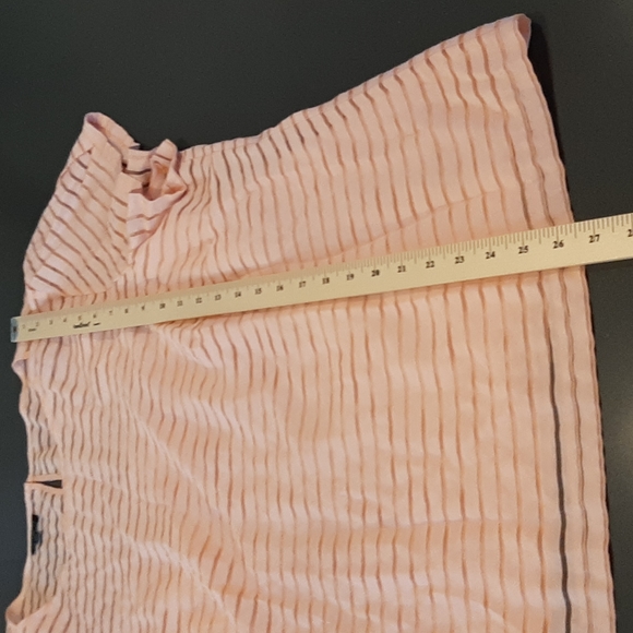 Talbots Peach Sheer Striped Blouse with Peach Lining and Keyhole Back - Picture 10 of 10